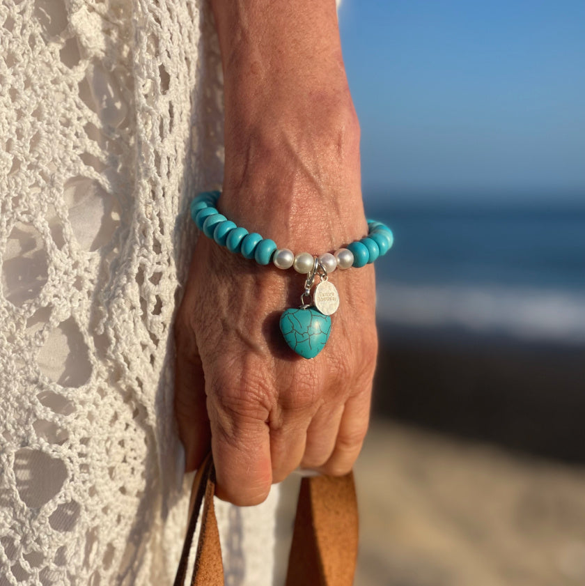 Turquoise Bracelet with Heart Charm