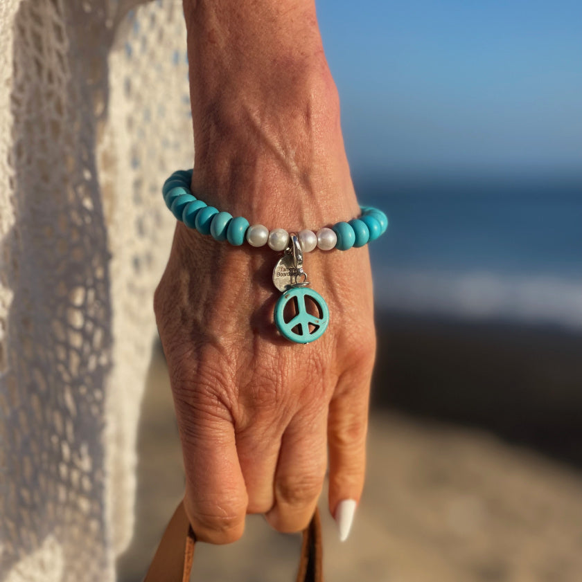 Turquoise Bracelet with Peace Charm