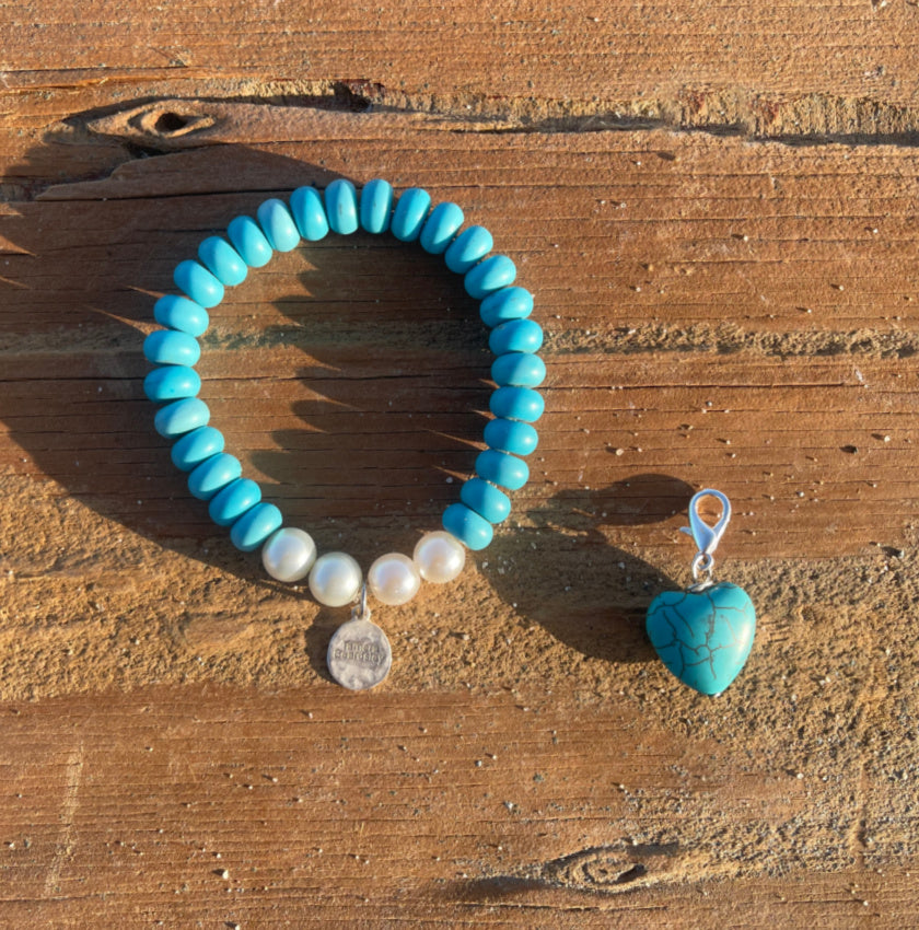 Turquoise Bracelet with Heart Charm