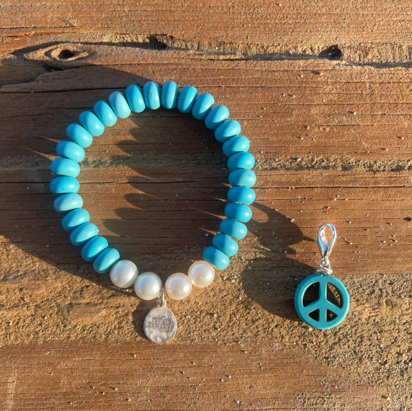 Turquoise Bracelet with Peace Charm