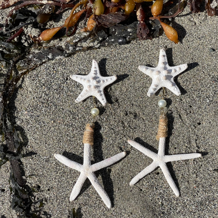 Dramatic Double Starfish Drop Earrings