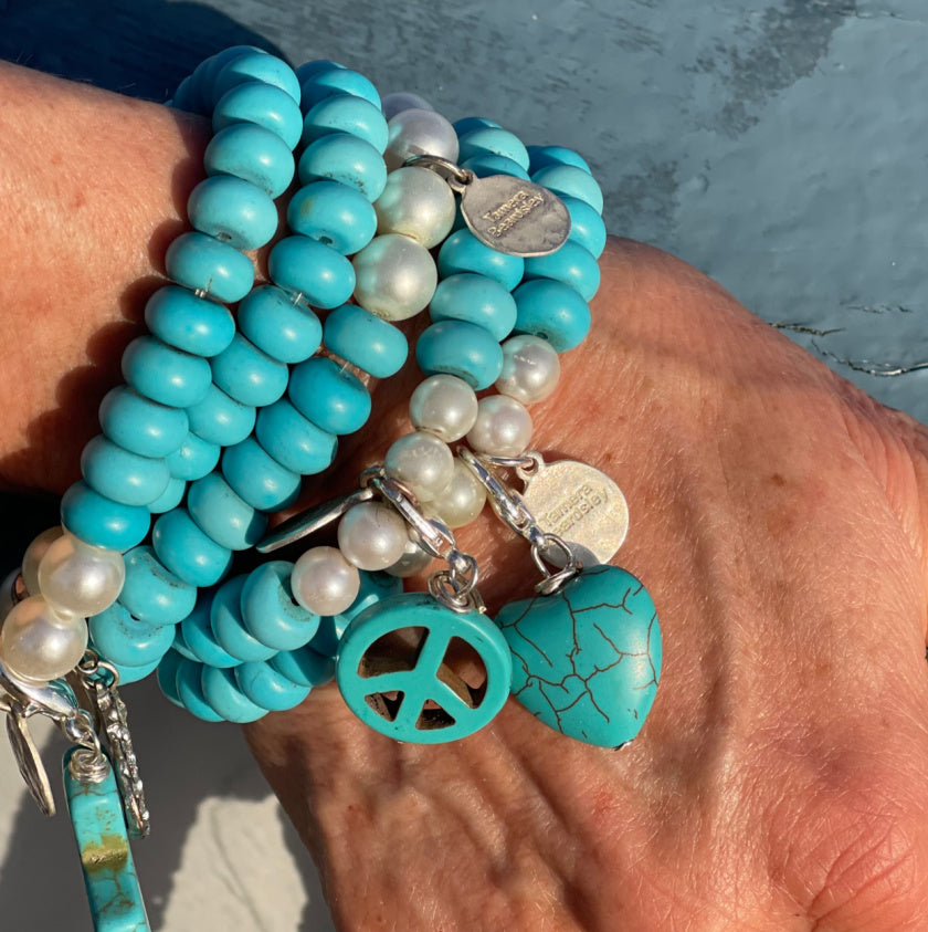 Turquoise Bracelet with Heart Charm