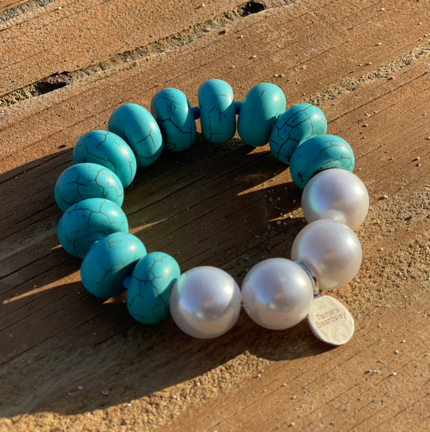 Large Turquoise and Pearl Bracelet