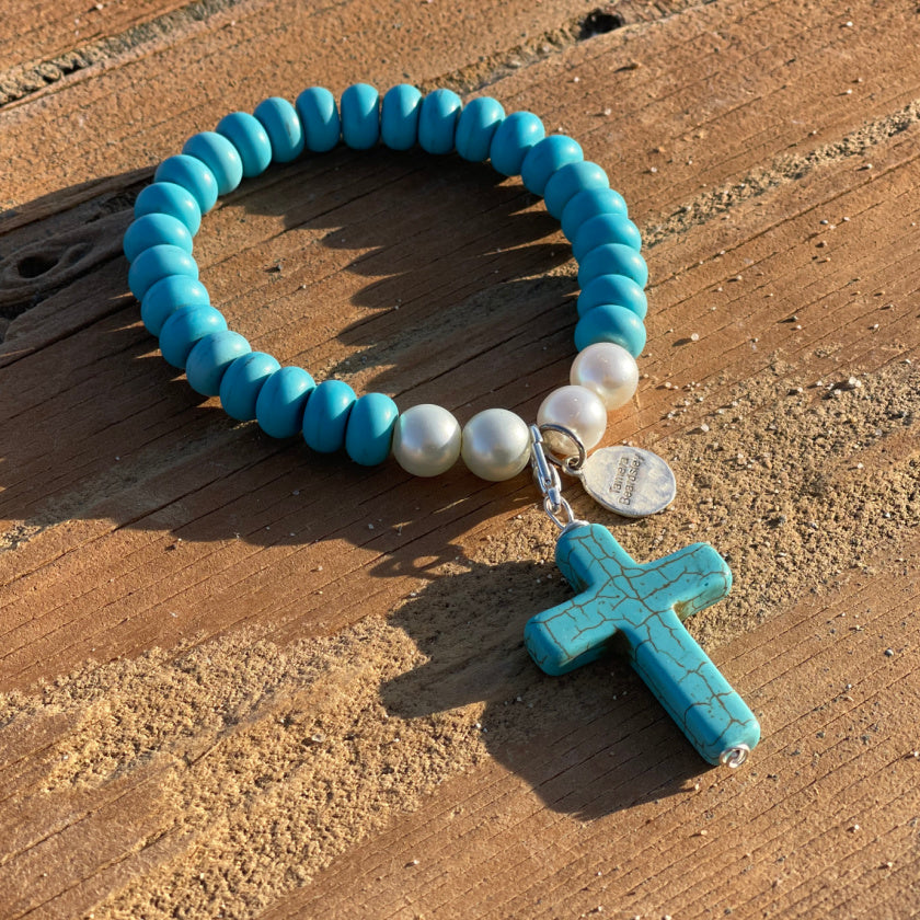 Turquoise Bracelet with Cross Charm