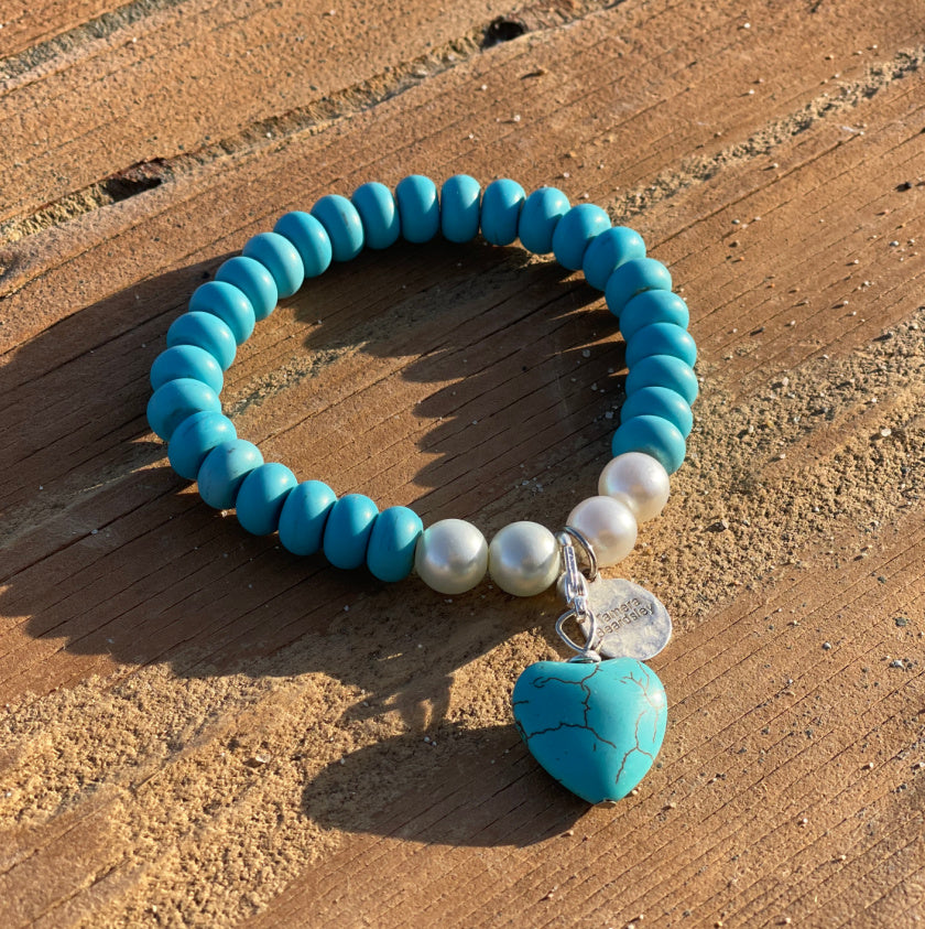 Turquoise Bracelet with Heart Charm