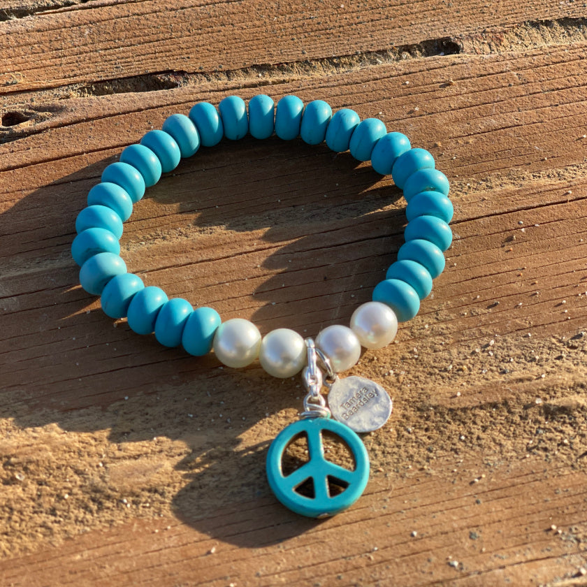 Turquoise Bracelet with Peace Charm