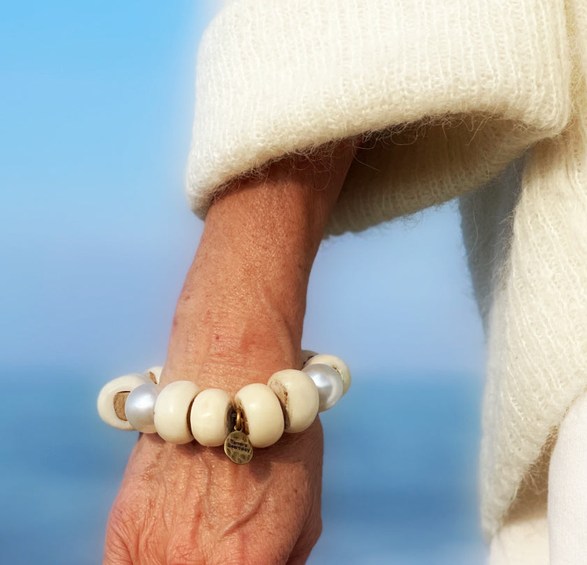 Bone  and Pearl Bracelet