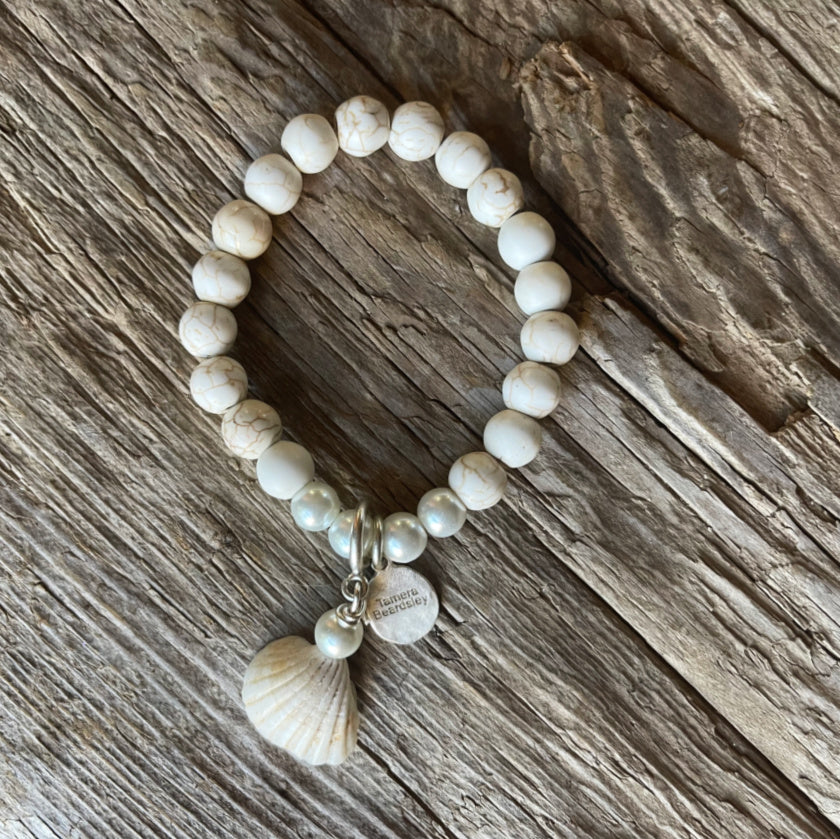 Howlite Calm Bracelet with Removable Shell Charm