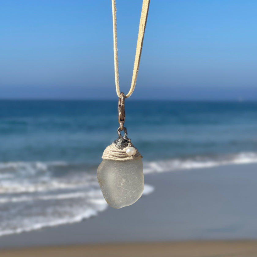 Bliss Sea Glass Necklace on Buckskin